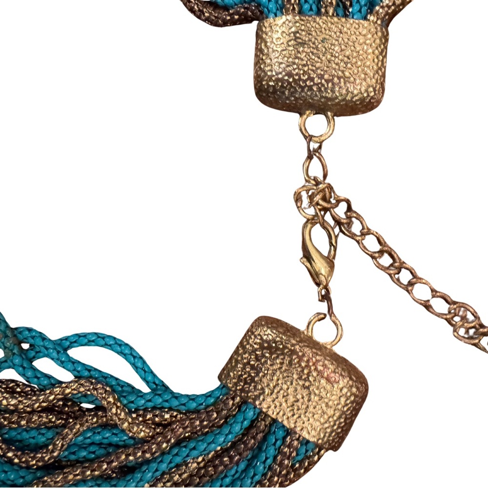 Elegant Gold and Teal Necklace - Picture 2 of 4